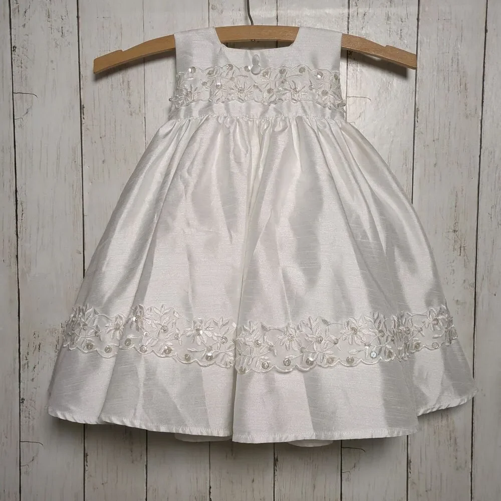 Lito Girls White Formal Dress Size Small Lace Sequin Pearl Communion